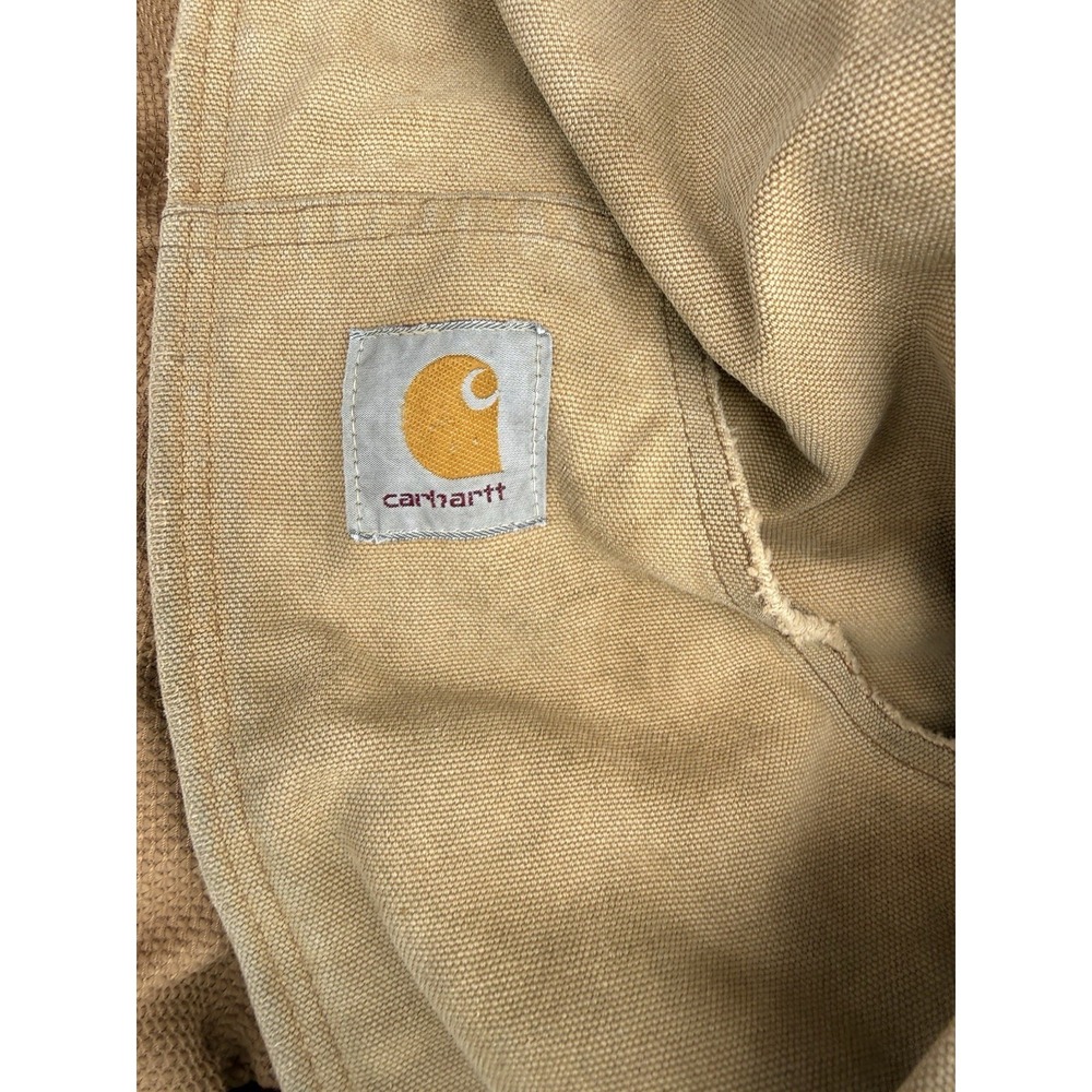 Vintage Carhartt Duck Canvas Hooded Work Jacket Distressed Brown XL Tall - Picture 4 of 10